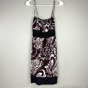 Y2K IZ Byer California Brown Swirl Print Empire Waist Sundress  Large